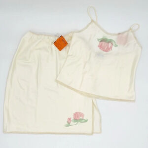 🌷 Vintage 🌷Lady Lynne Nylon Camisole and Slip Skirt Set – Size Large (small) NWT